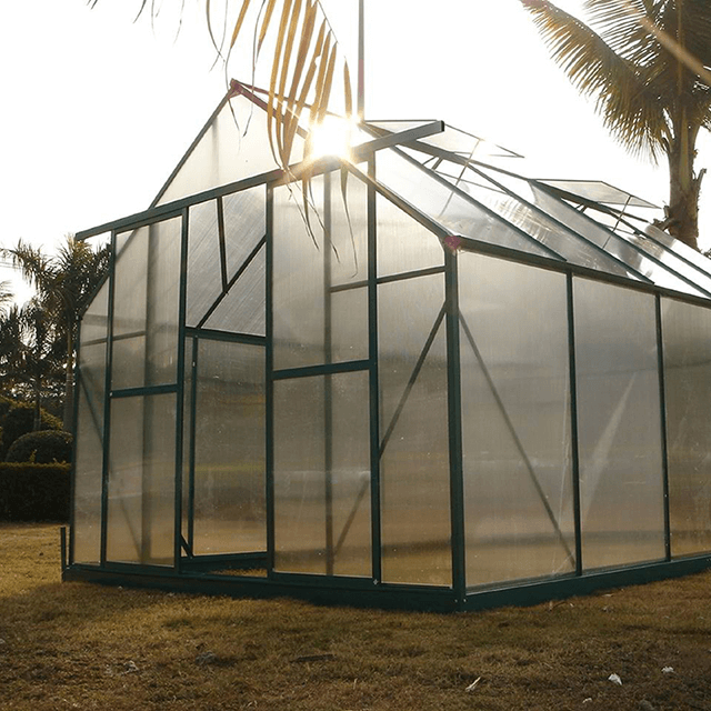 4mm Polycarbonate Sheet Commercial Greenhouse With Double Door RDG0808 4mm